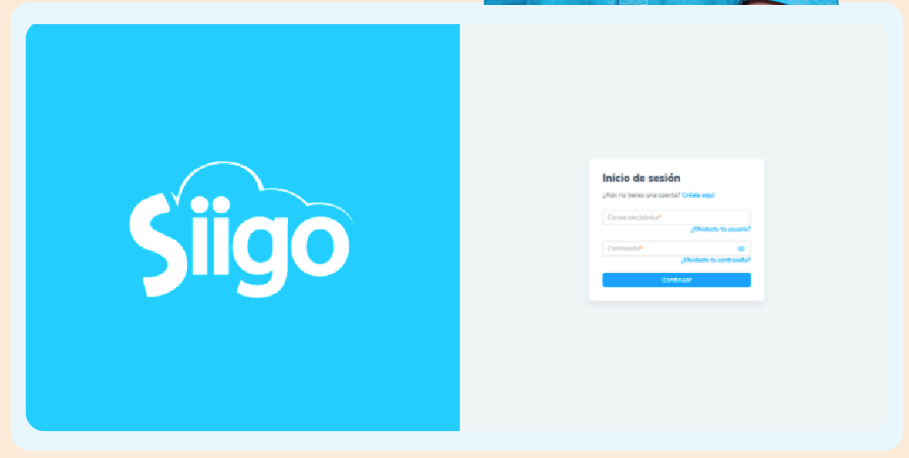 Siigo con panel de inicio de sesión